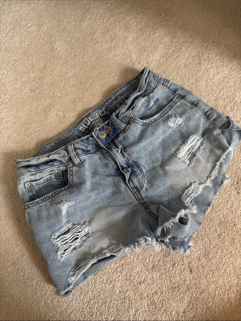 Women’s “Bluespice” Distressed Denim Shorts